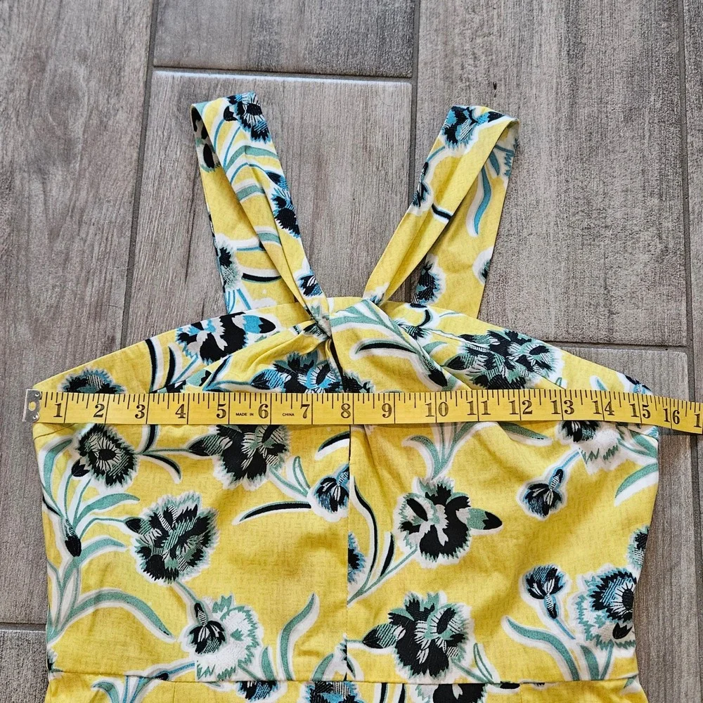 Topshop Mini Dress Size 6 Yellow NEW Floral Halter Cross Front Sundress Mod 60s